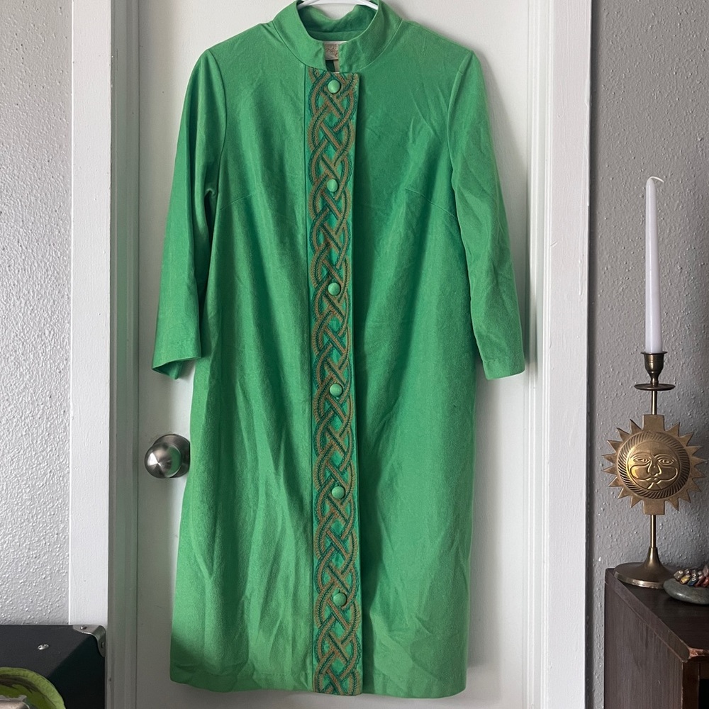 VTG Sears At Home Wear Dress Green